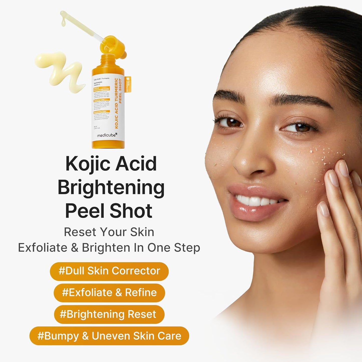 Peel Shot with Kojic Acid Turmeric for Troubled Skin | Gentle Exfoliating Serum with BHA LHA PHA - Dead Skin Cells, Blackheads, Excess Sebum, for Dull & Rough Skin, 2.7 Fl.Oz