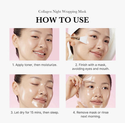 MEDICUBE Collagen Night Wrapping Mask 2.53 Fl Oz + Silicone Brush | Exp:2028