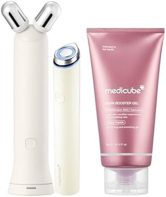 At-Home Contour & Define Device Set | 2-In-1 Massage & Skincare Device with PDRN Booster Gel | Salmon DNA PDRN, Peptides & Niacinamide | Face & Body Massager for Depuffing & Contouring, Beige