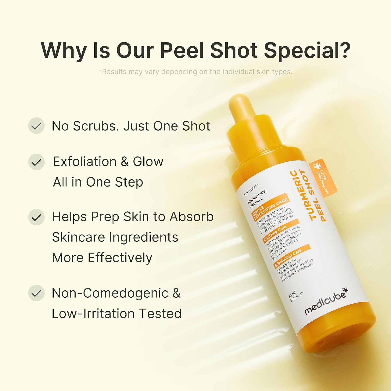 Dual Peel Shot Exfoliating Duo: Hypochlorous Acid and Turmeric Facial Peel Shots | Targeted Pore, Excess Sebum & Texture Care | Soothing & Calming with HOCI & Turmeric | Hydrating Glow Care