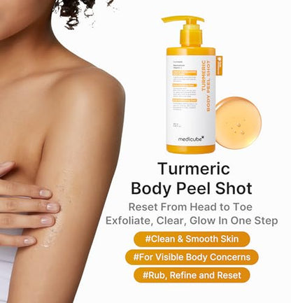 Body Smoothing & Clarifying Duo: Turmeric Body Peel Shot & Kojic Acid Toner Pads | Gentle Body Exfoliation & Texture Care