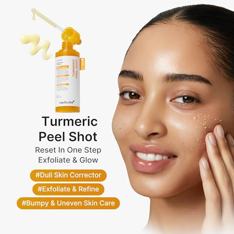 Dual Peel Shot Exfoliating Duo: Hypochlorous Acid and Turmeric Facial Peel Shots | Targeted Pore, Excess Sebum & Texture Care | Soothing & Calming with HOCI & Turmeric | Hydrating Glow Care