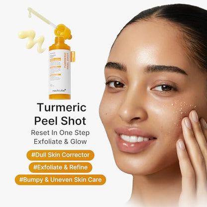 Dual Peel Shot Exfoliating Duo: Hypochlorous Acid and Turmeric Facial Peel Shots | Targeted Pore, Excess Sebum & Texture Care | Soothing & Calming with HOCI & Turmeric | Hydrating Glow Care