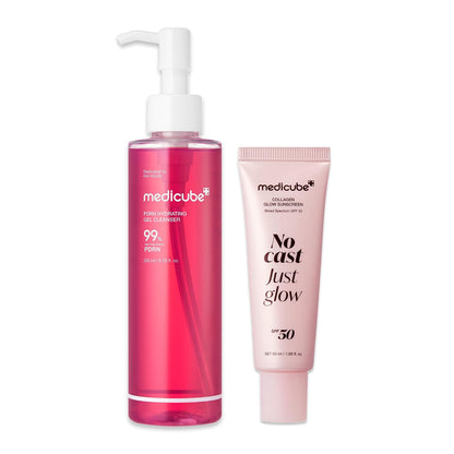 Cleanse & Sun Shield Duo: PDRN Jelly to Foam Cleanser and Collagen Glow Sunscreen Deep Cleansing and Hydration | Hydration Essentials, Sun Care, Summer Skincare Routine