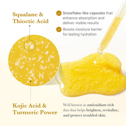 Kojic Acid Turmeric Clarifying Capsule Serum for Troubled Skin | Soothing & Brightening Facial Serum - Niacinamide & Glow Capsules for Hydration and Barrier Support, 1.01 Fl.Oz