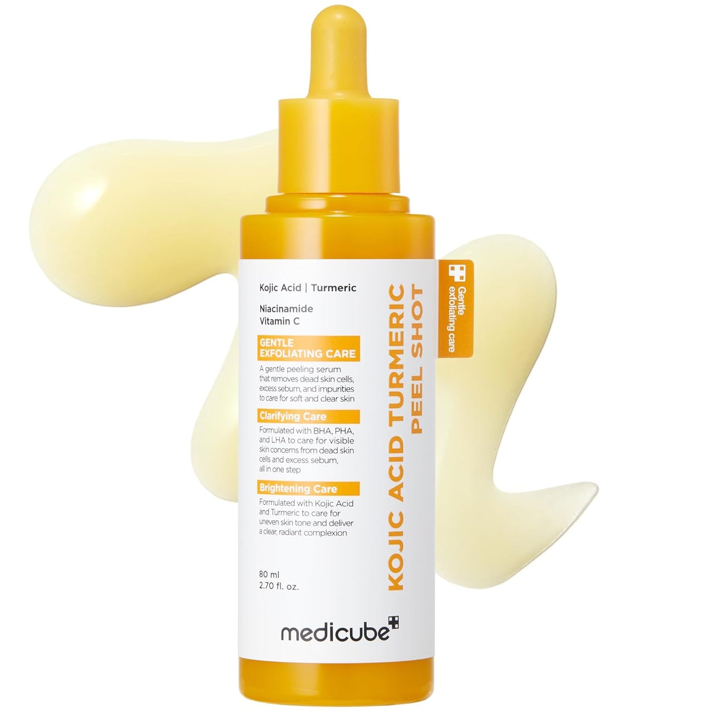Peel Shot with Kojic Acid Turmeric for Troubled Skin | Gentle Exfoliating Serum with BHA LHA PHA - Dead Skin Cells, Blackheads, Excess Sebum, for Dull & Rough Skin, 2.7 Fl.Oz