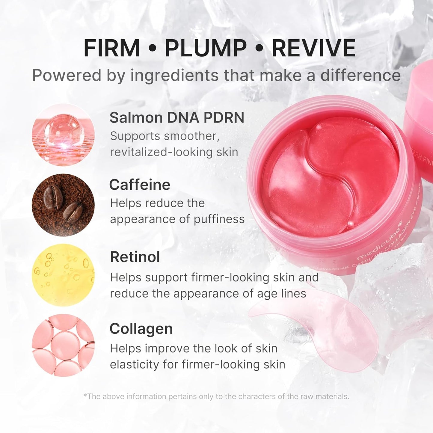 Eye Patch PDRN Caffeine Collagen - Firming Gel Patches, 30 Pairs | Age-Defying Care with Retinol & Collagen - Gel Patches for the Appearance of Dark Circles, Undereye Bags, Korean Skincare