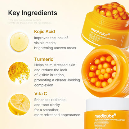 Kojic Acid Brightening & Hydration Duo: Kojic Acid Capsule Cream and Eye Gel Serum | All-Day Radiance Care for Eye & Face | Soothing & Hydrating Care