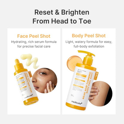 Peel Shot with Kojic Acid Turmeric for Troubled Skin | Gentle Exfoliating Serum with BHA LHA PHA - Dead Skin Cells, Blackheads, Excess Sebum, for Dull & Rough Skin, 2.7 Fl.Oz