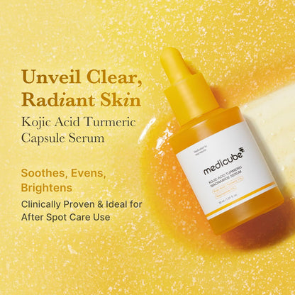 Kojic Acid Turmeric Clarifying Capsule Serum for Troubled Skin | Soothing & Brightening Facial Serum - Niacinamide & Glow Capsules for Hydration and Barrier Support, 1.01 Fl.Oz