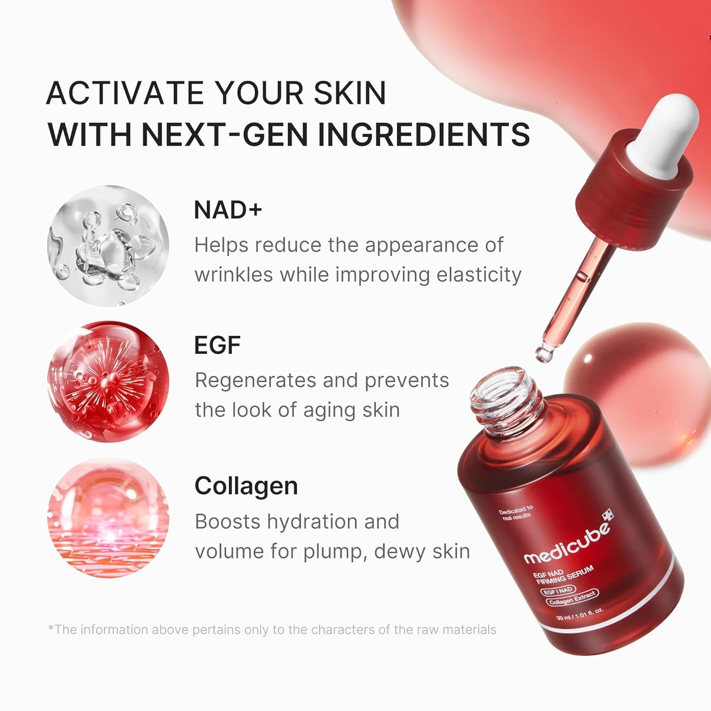 NAD EGF Firming Serum for Face & Neck | Anti-Aging Serum with EGF Peptide, NAD & Collagen - Wrinkle Appearance, Elasticity & Pore Care, Korean Skincare, 1.01 Fl.Oz