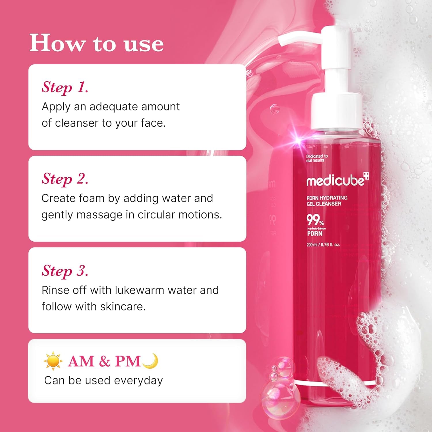 PDRN Double Cleanse Duo: Pink Glutathione Capsule Foam and Jelly to Foam Cleanser | Deep Pore Cleansing, Hydrating Low Ph Face Wash | Korean Skincare Set