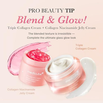 Collagen Swirl Duo for Glowing, Fimer-Looking Skin: Collagen Jelly Cream 50Ml and Triple Collagen Cream | Niacinamide, Hyaluronic Acid for Improving Skin'S Moisture Barrier | Korean Skin Care
