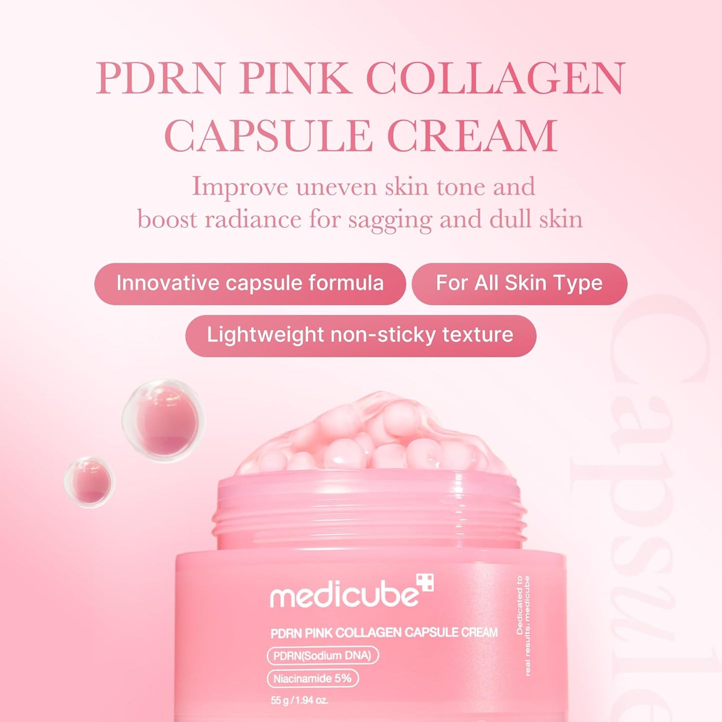 PDRN Pink Shimmer Duo: Salmon DNA Pink Collagen Capsule Cream and PDRN Caffiene Overnight Wrapping Peel off Facial Mask