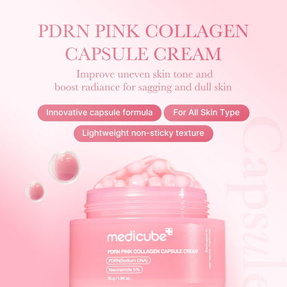 PDRN Pink Shimmer Duo: Salmon DNA Pink Collagen Capsule Cream and PDRN Caffiene Overnight Wrapping Peel off Facial Mask