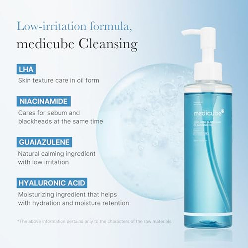 Double Cleansing Duo for Facial Cleansing: Zero Pore Blackhead Cleansing Oil and Zero Pore Clear Blue Capsule Facial Cleanser | Remove Makeup, Blackheads, and Buildups