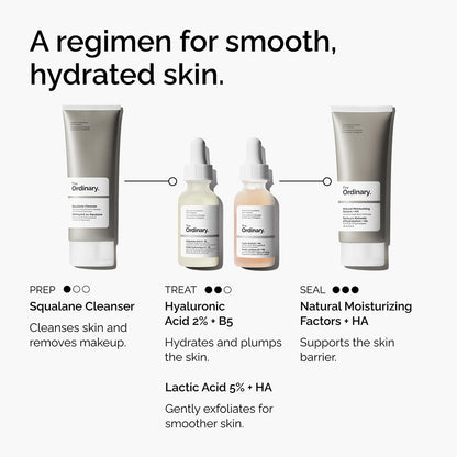 The Ordinary Lactic Acid 5% + Hyaluronic Acid 2%, Gentle Exfoliating Serum for Smoother Skin