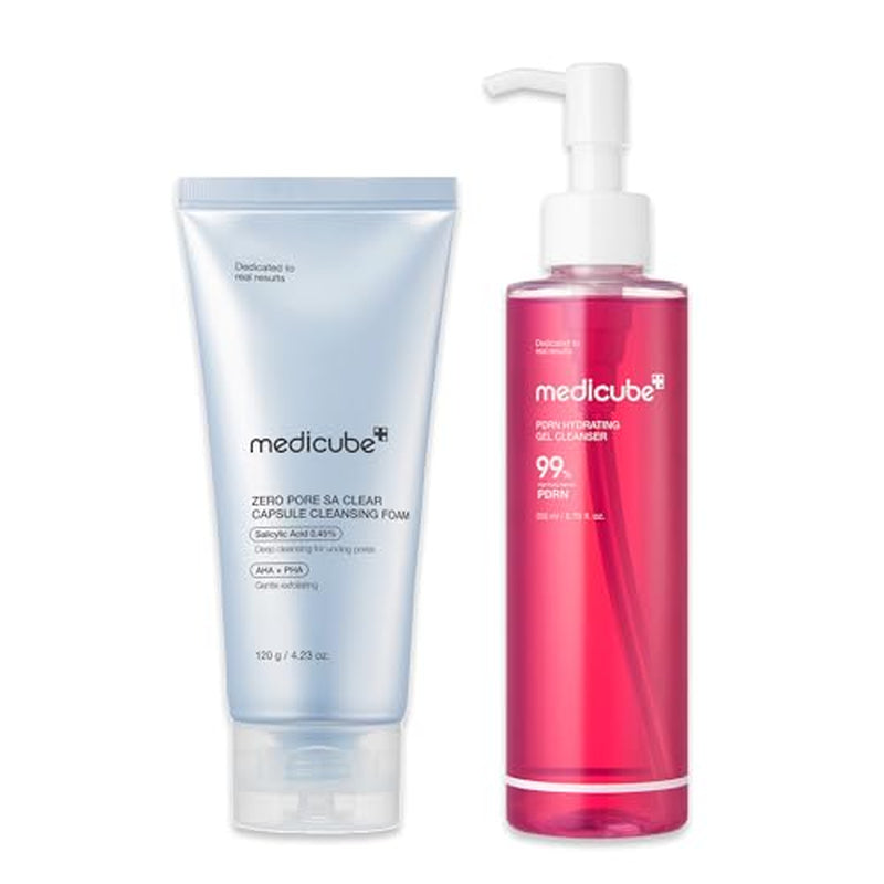 Zero Pore Capsule & PDRN Cleansing Duo: Zero Pore Clear Capsule Facial Deep Cleanser and PDRN Jelly to Foam Cleanser | Korean Skincare, Skincare Sets