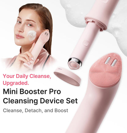 Ultimate Double Cleansing Set: Mini Booster Pro plus Cleansing Device Set (Pink), Zero Pore Blackhead Cleansing Oil and Zero Foam Cleanser
