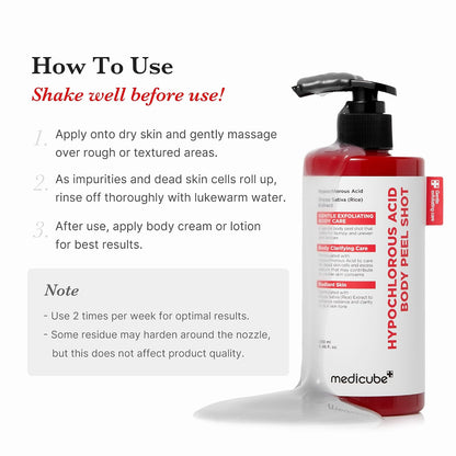 Dual Body Peel Shot Duo: Hypochlorous Acid and Turmeric Body Peel Shot | for Gentle Exfoliation for Dead Skin Cells, Rough Patches, and Visible Concerns | Brightening & Calming | Skincare Set