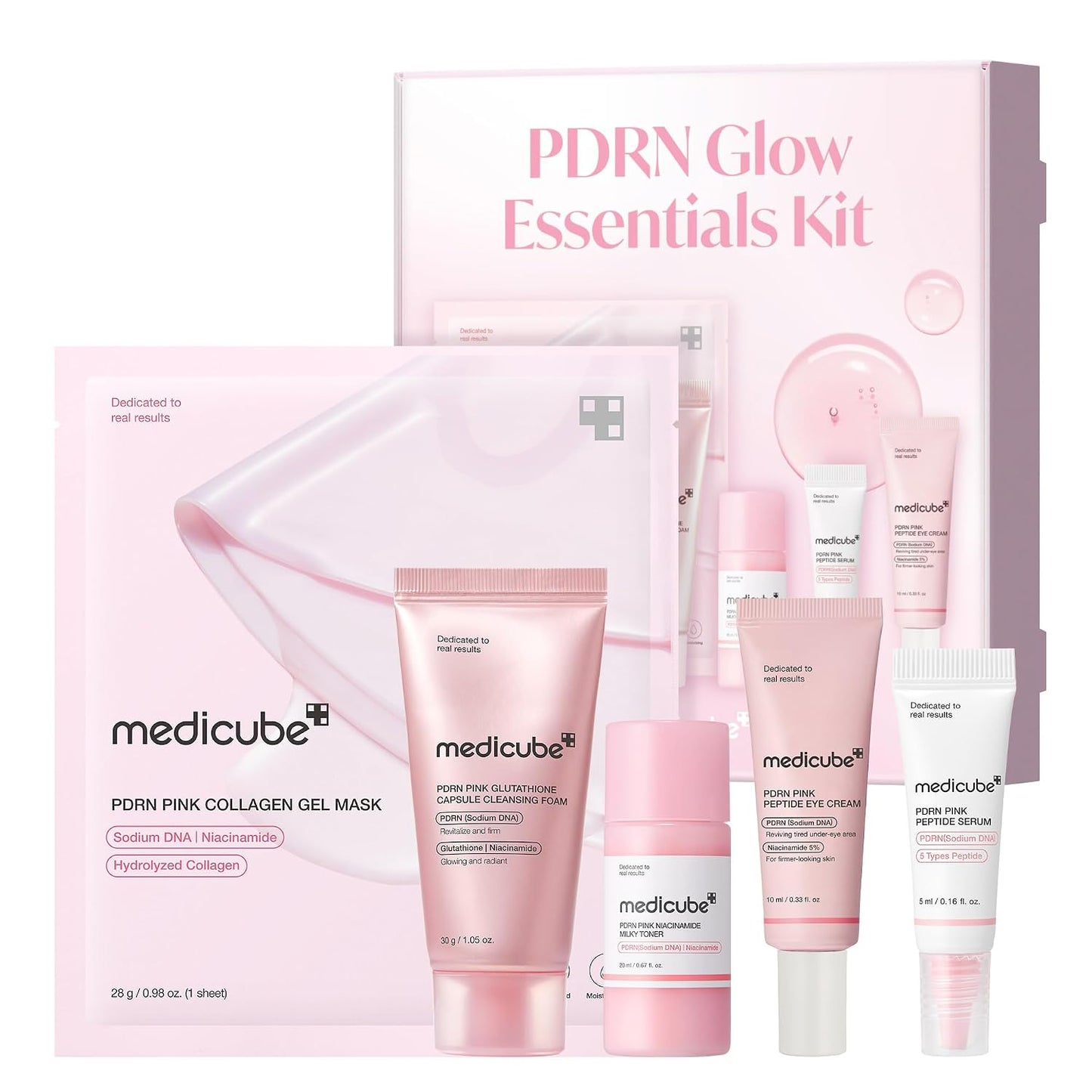 PDRN Glow Essentials Kit, Mini Skincare Travel Set, 5-Step Routine