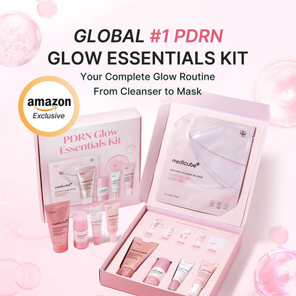 PDRN Glow Essentials Kit, Mini Skincare Travel Set, 5-Step Routine
