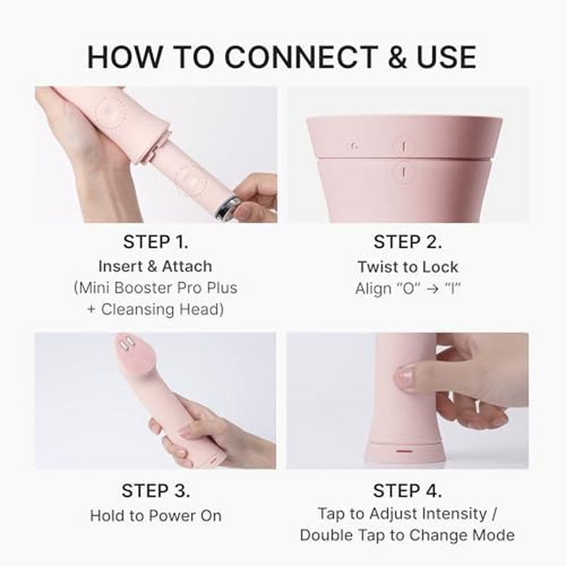 Ultimate Double Cleansing Set: Mini Booster Pro plus Cleansing Device Set (Pink), Zero Pore Blackhead Cleansing Oil and Zero Foam Cleanser