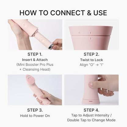 Ultimate Double Cleansing Set: Mini Booster Pro plus Cleansing Device Set (Pink), Zero Pore Blackhead Cleansing Oil and Zero Foam Cleanser