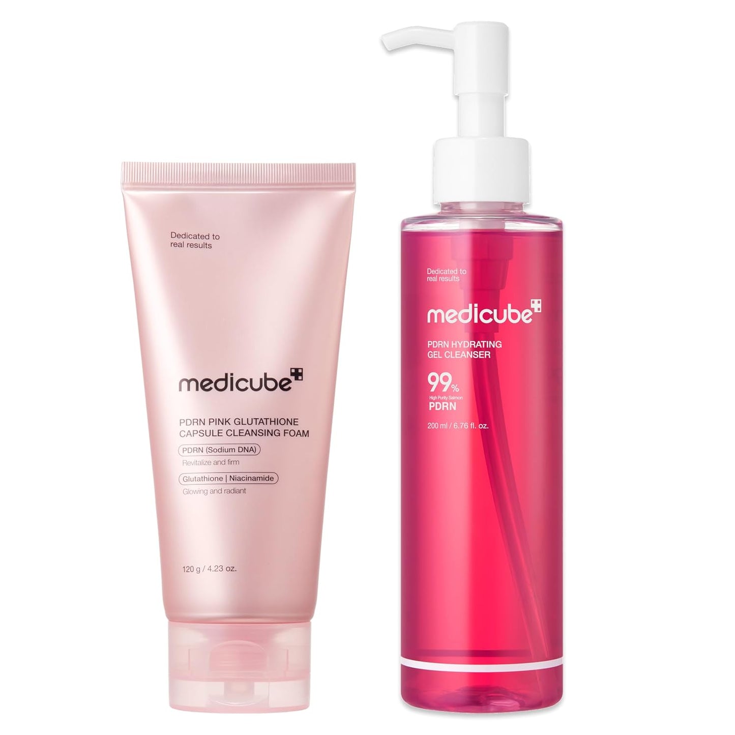 PDRN Double Cleanse Duo: Pink Glutathione Capsule Foam and Jelly to Foam Cleanser | Deep Pore Cleansing, Hydrating Low Ph Face Wash | Korean Skincare Set