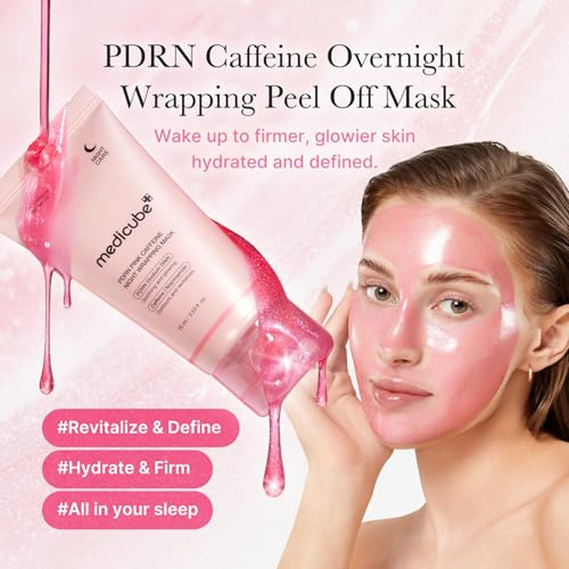 PDRN Pink Shimmer Duo: Salmon DNA Pink Collagen Capsule Cream and PDRN Caffiene Overnight Wrapping Peel off Facial Mask